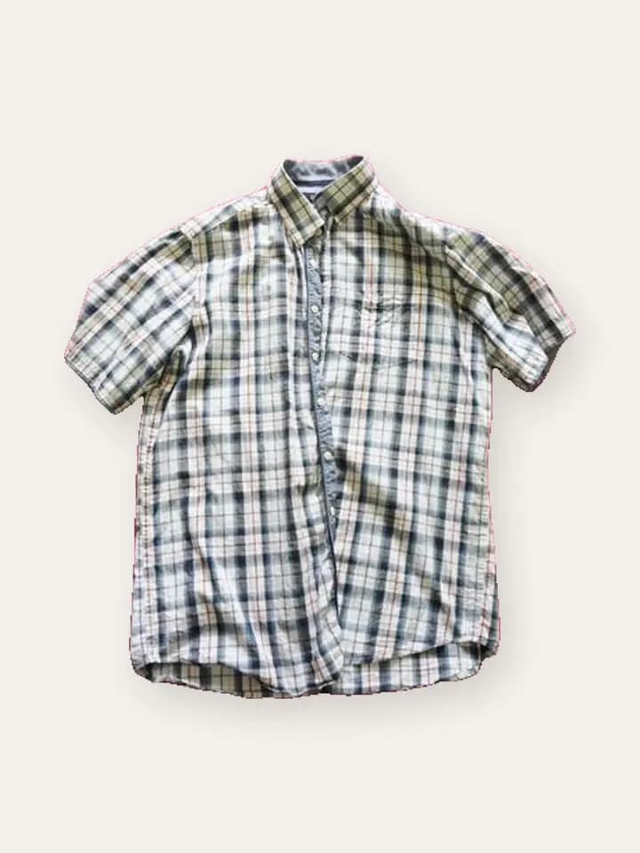 Black and White Check Half-Sleeve Shirt