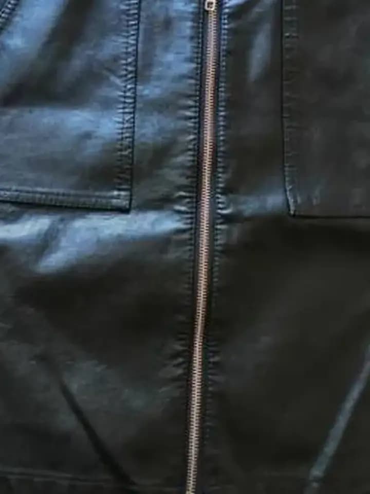 Black Zip-Front Faux-Leather Skirt, photo 2
