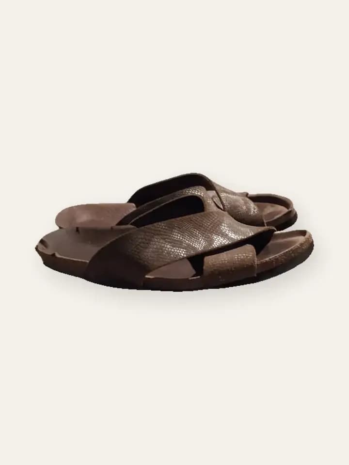 Brown Leather Cross Sandals