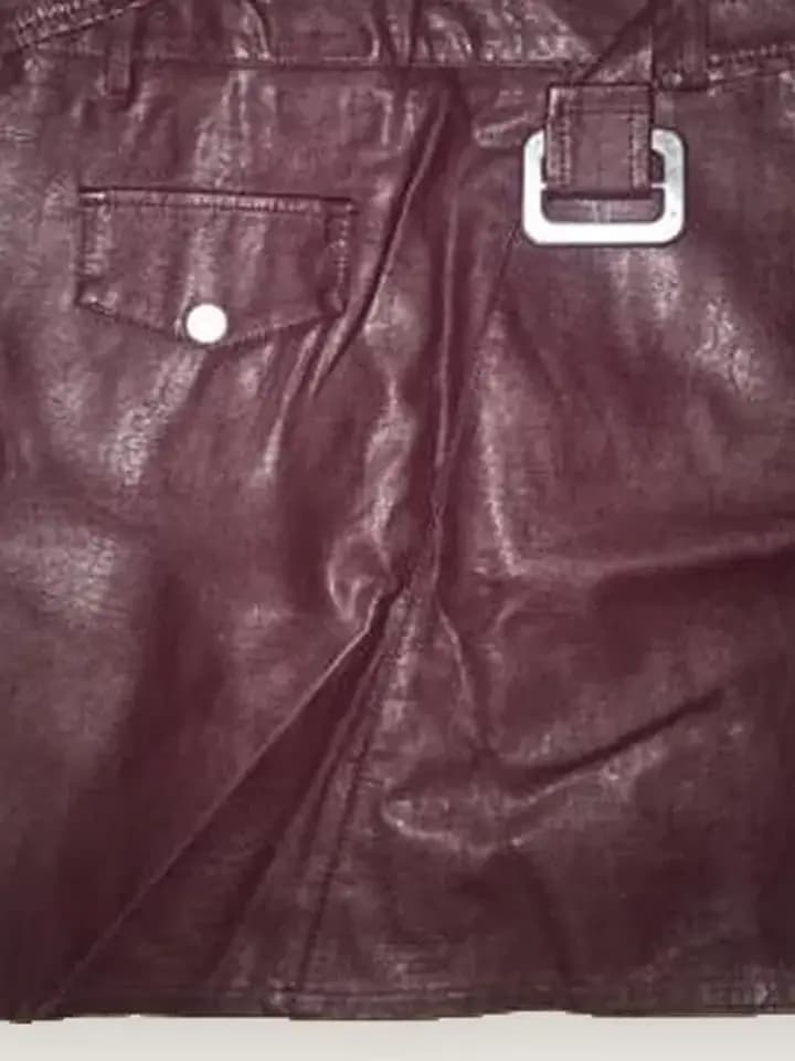 Burgundy Faux-Leather Mini Skirt, photo 2