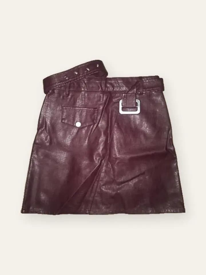 Burgundy Faux-Leather Mini Skirt