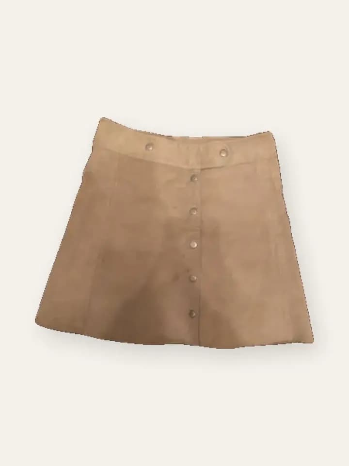 Camel Suede Button Skirt