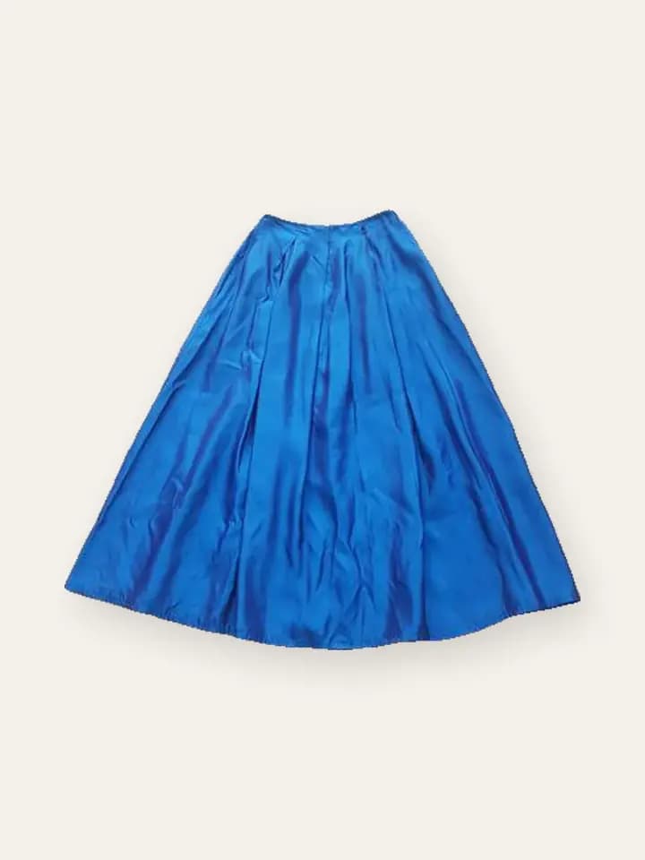 Cobalt Satin Midi Skirt