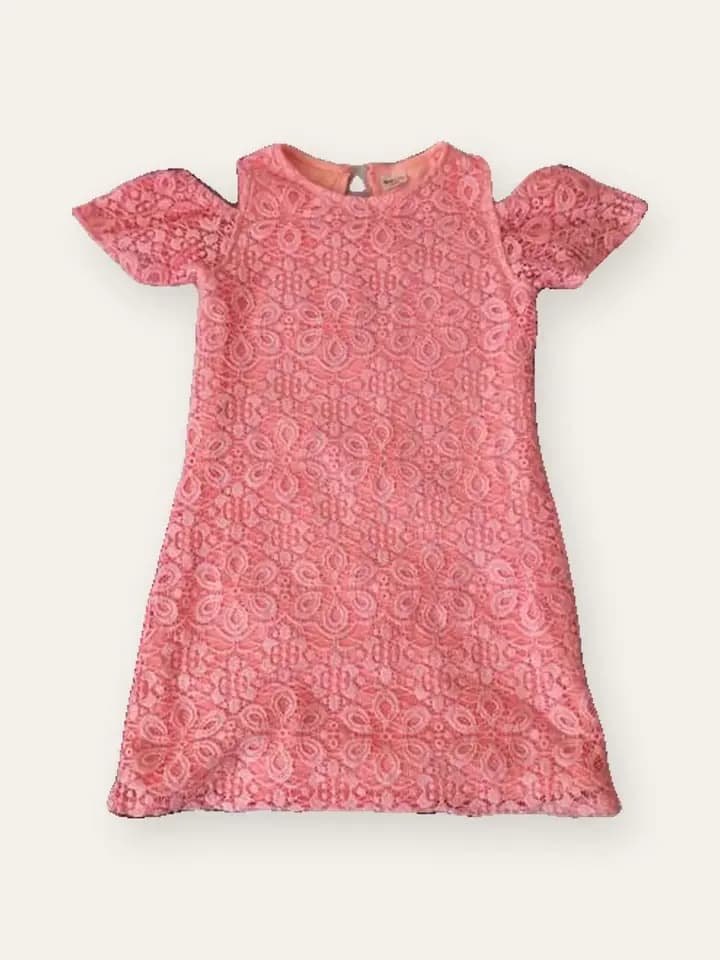 Coral Lace Cold-Shoulder Dress
