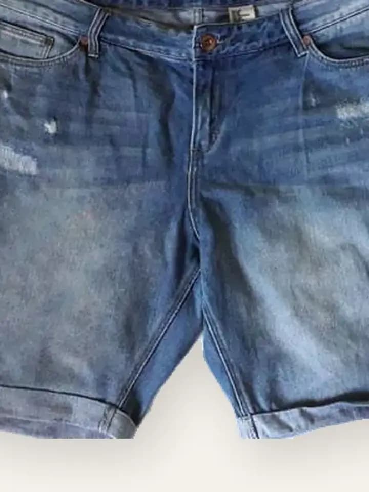 Dark Wash Rolled Denim Shorts, photo 2