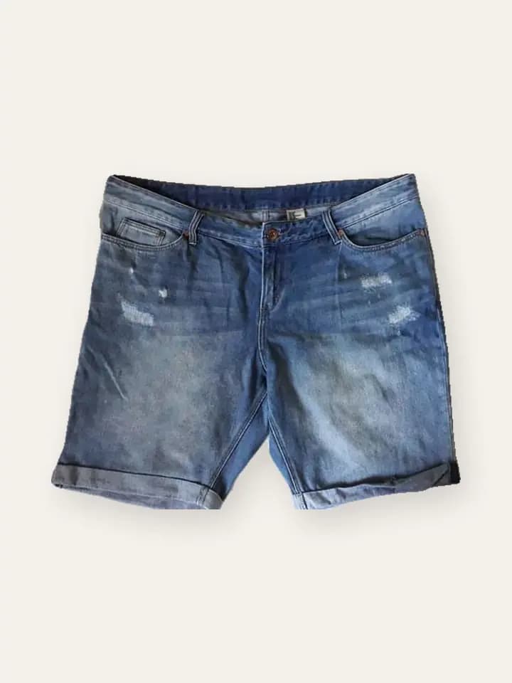 Dark Wash Rolled Denim Shorts