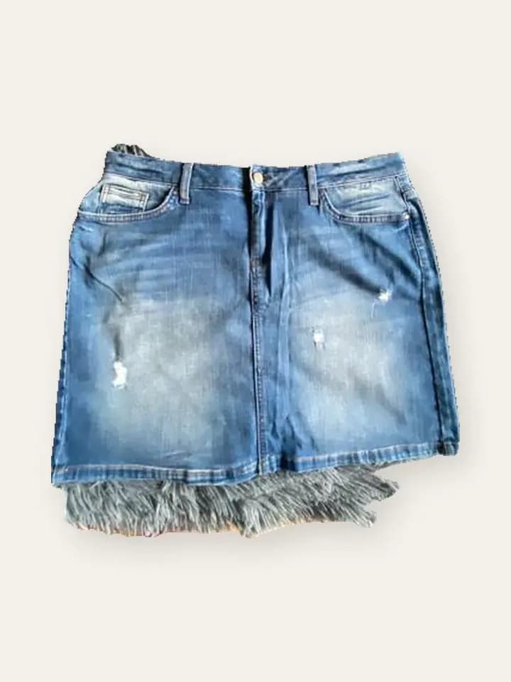 Frayed Denim Mini Skirt