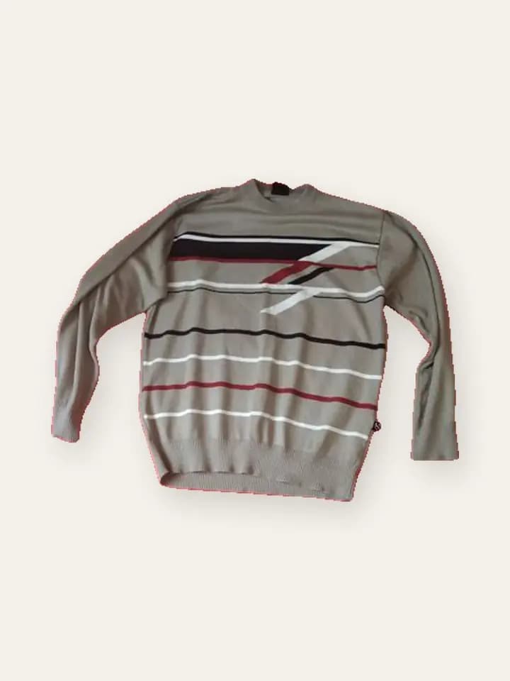Grey Chest-Stripe Sweater