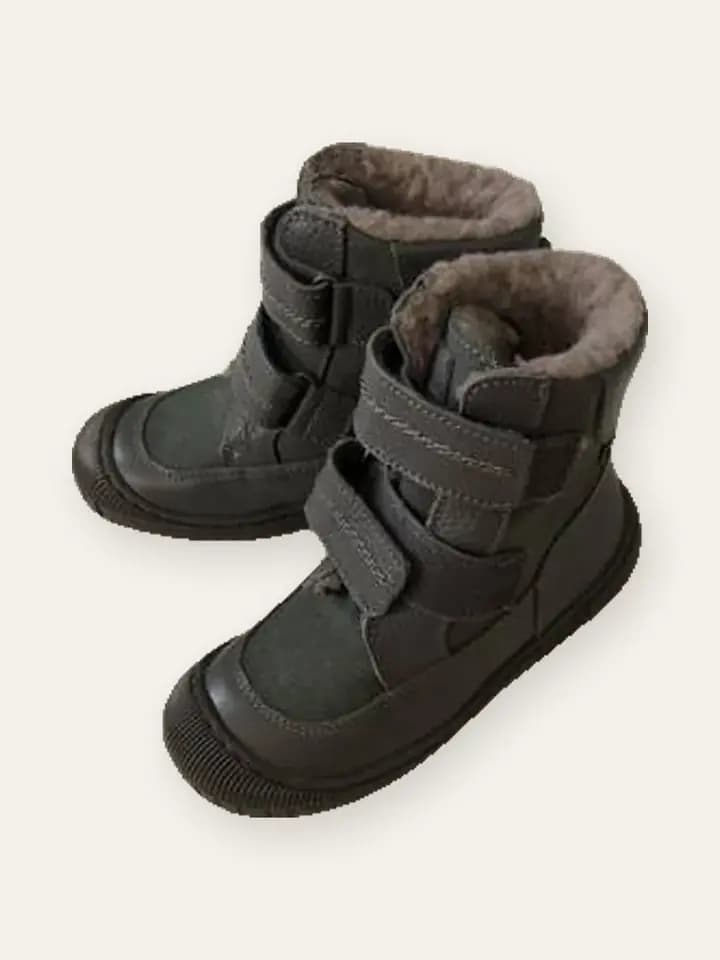 Grey Velcro High-Top Boots