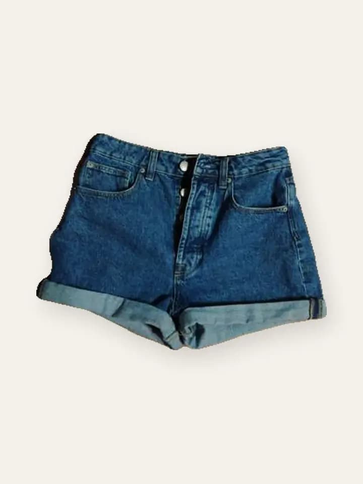Indigo High-Rise Denim Shorts