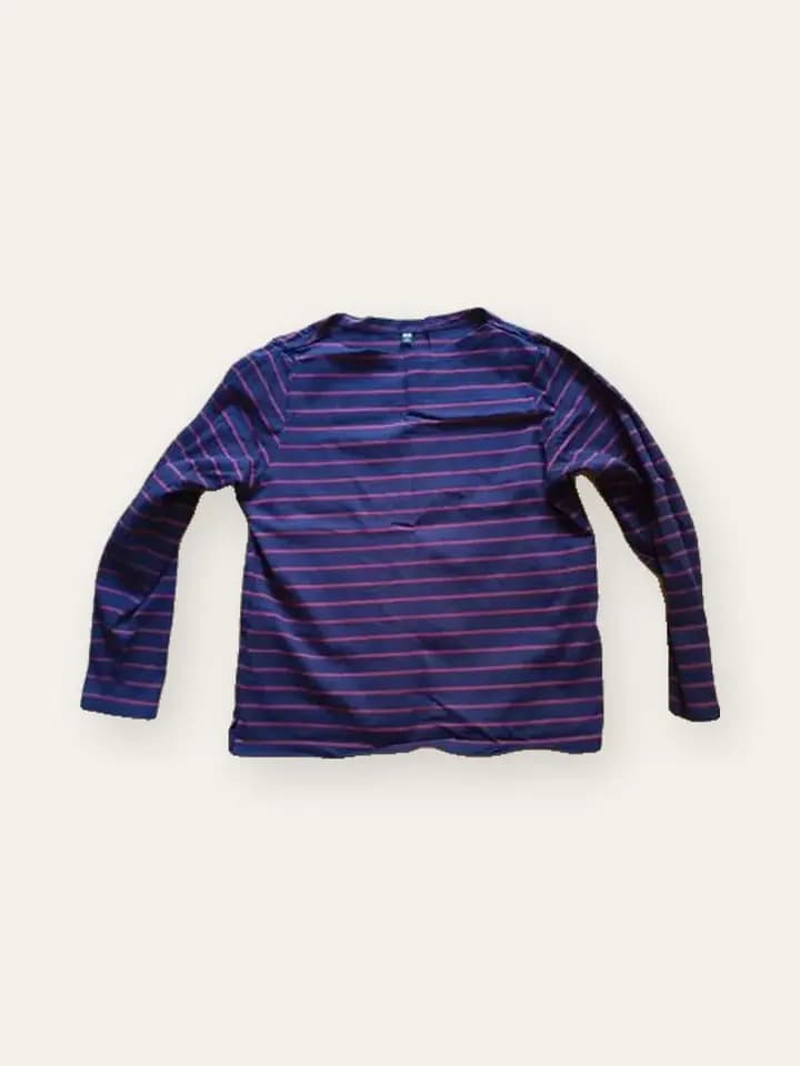 Indigo Stripe Boat-Neck Top