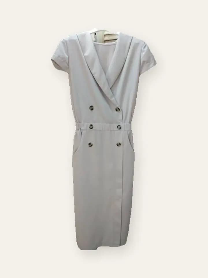 Ivory Double-Breasted Blazer Dress