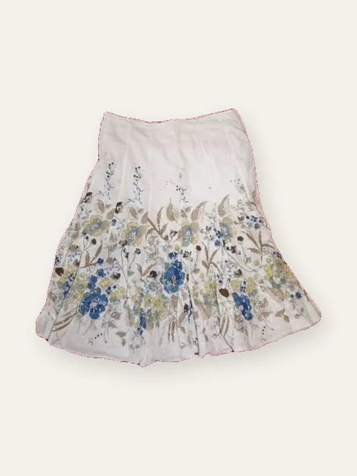 Ivory Floral Border Skirt