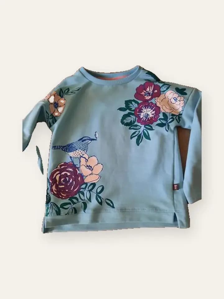 Mint Floral Embroidered Sweatshirt