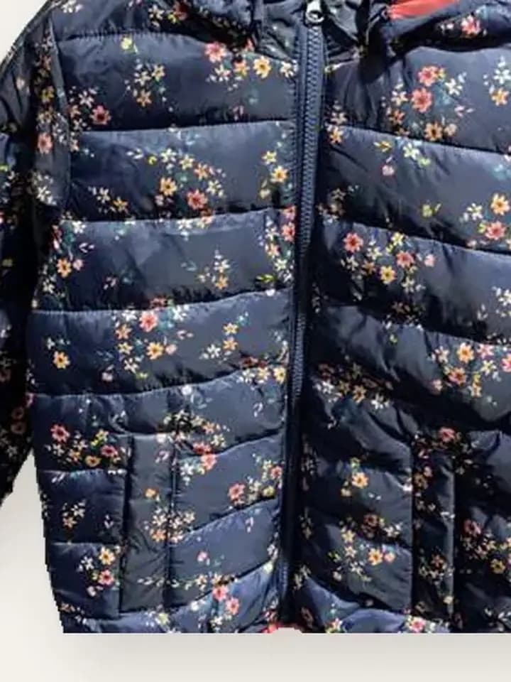 Navy Floral Puffer Jacket, photo 2