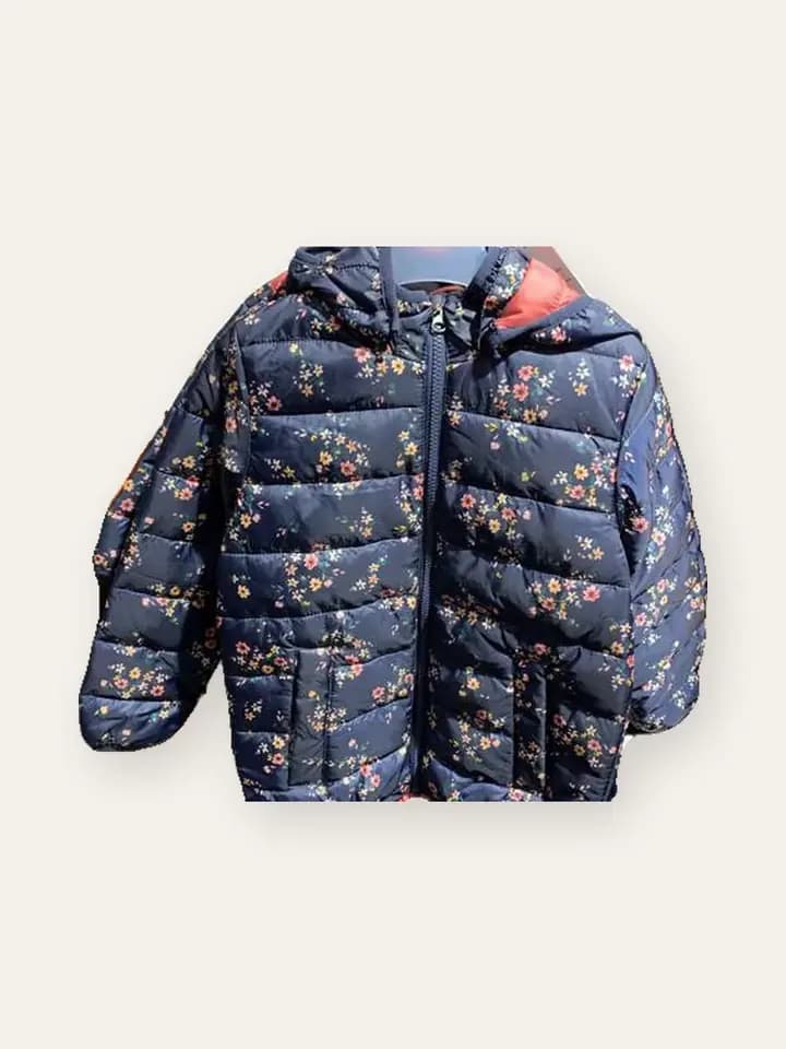 Navy Floral Puffer Jacket