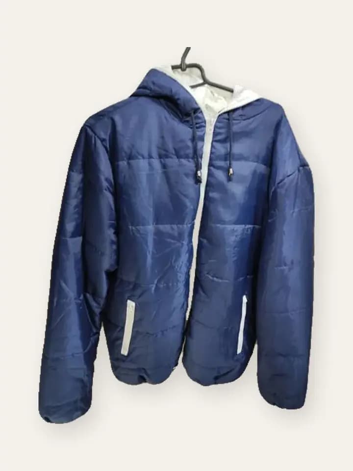 Navy Quilted Hooded Jacket