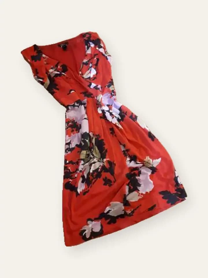 Red Floral Wrap Dress