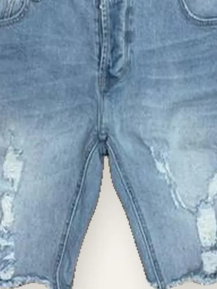 Ripped Light-Wash Denim Shorts, photo 2