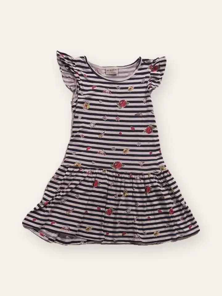Striped Ruffle-Sleeve Frock