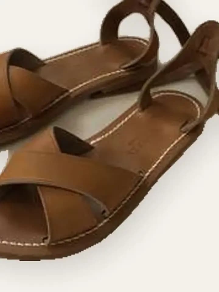 Tan Cross-Strap Flat Sandals, photo 2