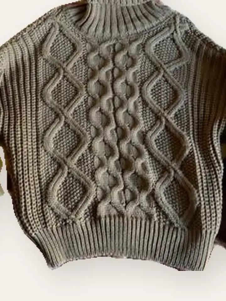 Taupe Cable-Knit Turtleneck, photo 2