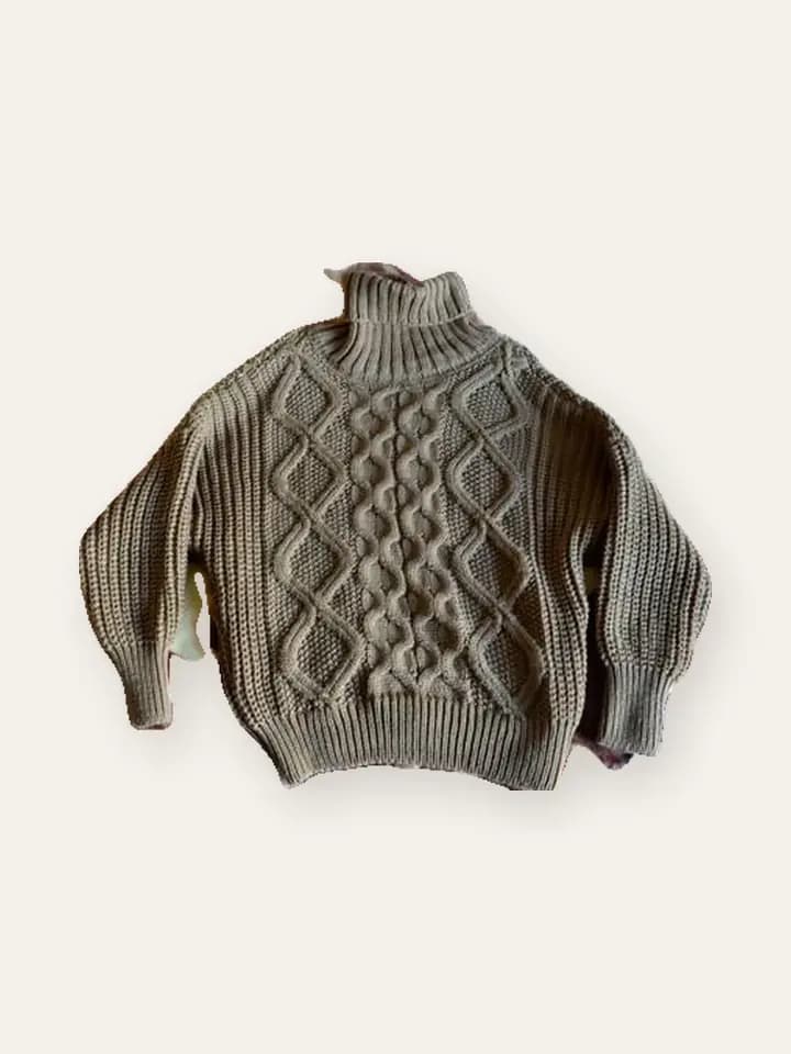 Taupe Cable-Knit Turtleneck