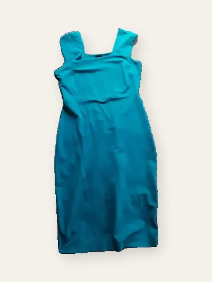 Teal Square-Neck Sheath Dress
