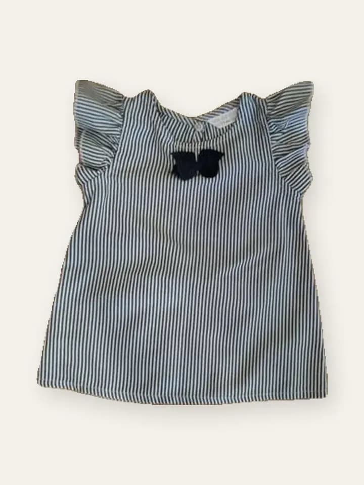 Ticking Stripe Frill Top