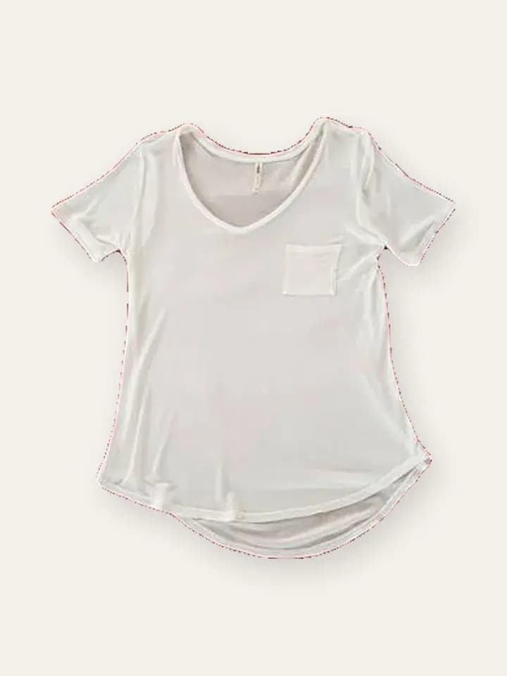 White V-Neck Pocket Tee