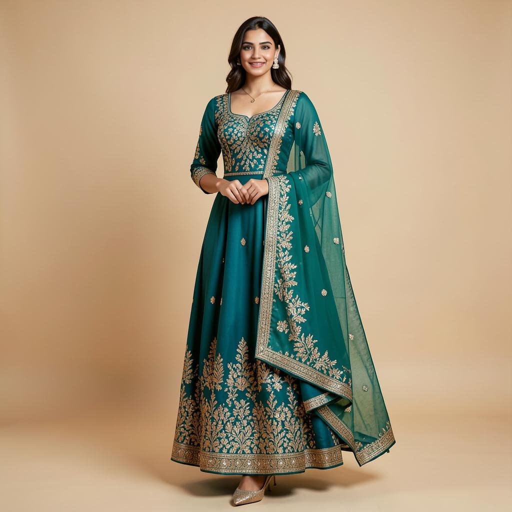 Embroidered Anarkali Set