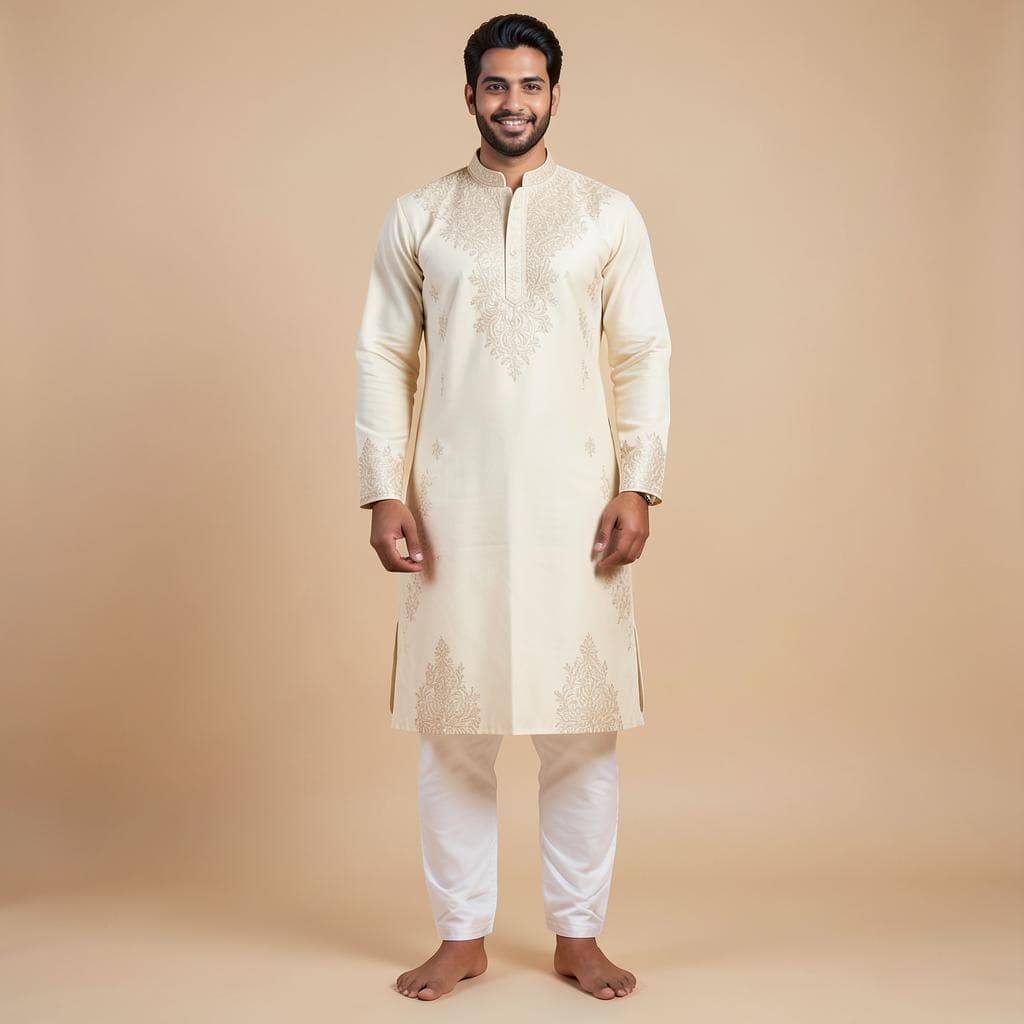 Ivory Chikankari Kurta Set